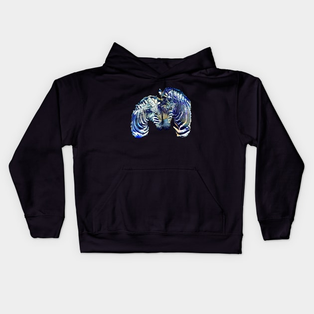 Blue watercolor zebras in love, paint blue color, big wave color and style Kids Hoodie by Collagedream